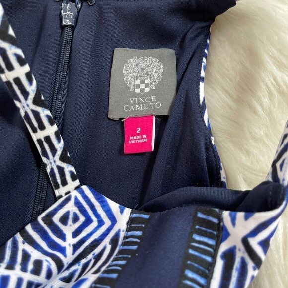 Vince Camuto Blue Halter Neck Fit Flare Dress Sz 2 - Picture 3 of 5